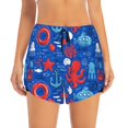 thumbnail image 2 of Pofeuu Nautical Animals Print Women's Athletic Shorts Running Workout Shorts Tummy Control Quick Dry Gym Shorts with Pockets Double layer sports shorts-X-Large, 2 of 7
