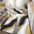 thumbnail image 2 of Black White Gold Wave Marble Pattern Kitchen Rugs Sets Of 3,Kitchen Runner Rugs Non Skid Washable,Decorative Kitchen Floor Mats for Kitchen,Sink,Laundry,17"x30"+ 17"x47" + 17"x59", 2 of 6