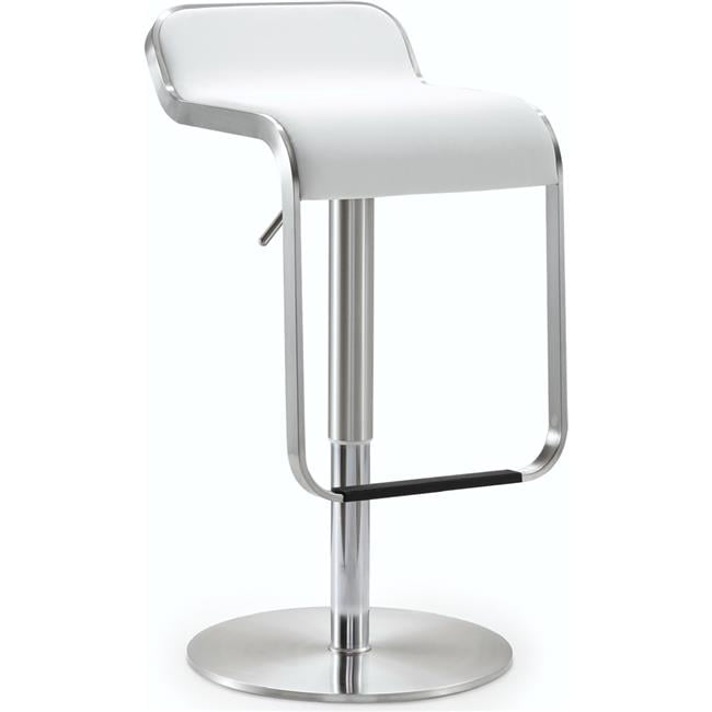 Gray Tov Furniture The Cosmo Collection Adjustable Height Swivel Stainless Steel Metal Industrial Bar Stool with Back