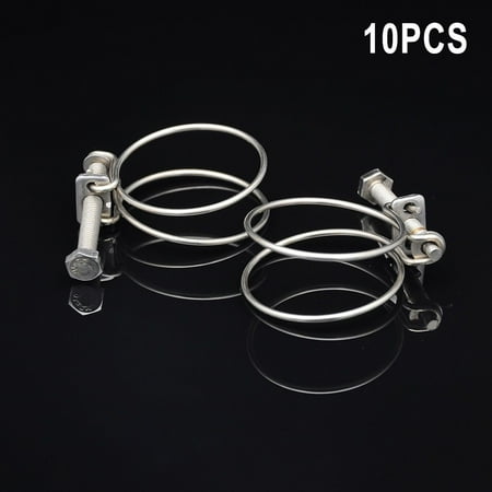 

Fule 10PCS Double Wire Hose Clips - Stainless Steel Pond Pipe Koi Fish Fitting Pump