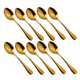 thumbnail image 1 of de té de acero inoxidable de 10 piezas, cubertería de café , de café con leche, oro Soledad Cubiertos de cuchara de sopa, 1 of 5
