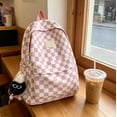 thumbnail image 3 of BiFandian Checkerboard Pattern Plaid Backpack, Korean Style Lightweight Casual Daypack with Roomy Compartment, Stylish Carryall Bag for Daily Commute Outdoor Errand Use, 3 of 6