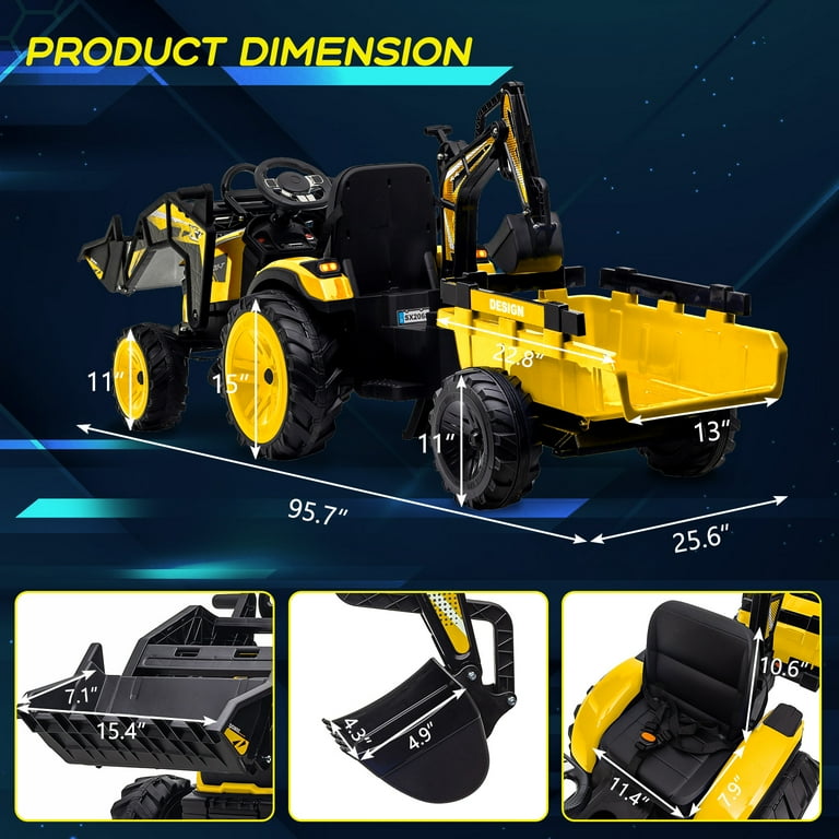 RIDE×FIOW3点セット!!2436 Shininglove 24V Kids Ride on Truck Forklift Excavator with