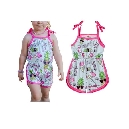 

Toddler Baby Girls Summer Romper Boho Sleeveless Spaghetti Strap Cartoon Print Strap Playsuit Jumpsuit