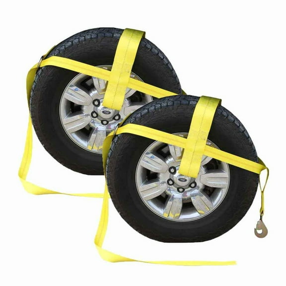 Yellow Adjustable Tow Dolly Strap with 4” Top Strap and Twisted Snap