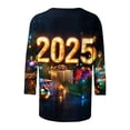 thumbnail image 5 of Feancey Happy New Year Womens 3/4 Sleeve Tunic Tops Dressy Trendy Holiday Print T-Shirt Blouse Fall Loose Fit Casual Party Shirts Multicolor M, 5 of 5