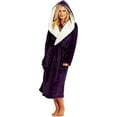 thumbnail image 3 of TAIAOJING Women Hooded Bathrobe Winter Plush Lengthened Shawl Bathrobe Home Clothes Long Sleeved Robe Coat With Belt, 3 of 9