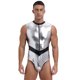 thumbnail image 4 of Disfraz de astronauta galáctico para hombre, traje de cosplay metálico brillante con cremallera frontal, leotardo sin mangas para Halloween, 4 of 5
