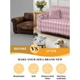 thumbnail image 5 of Pink Couch Cover for Dogs, Grid Checkered Plaid Gingham Lattice Trellis Washable Sofa Covers Slipcover for Pets Dogs Futon Cover, Couch Recliner Covers, Oversized Chair Slipcover 71"x91", 5 of 9