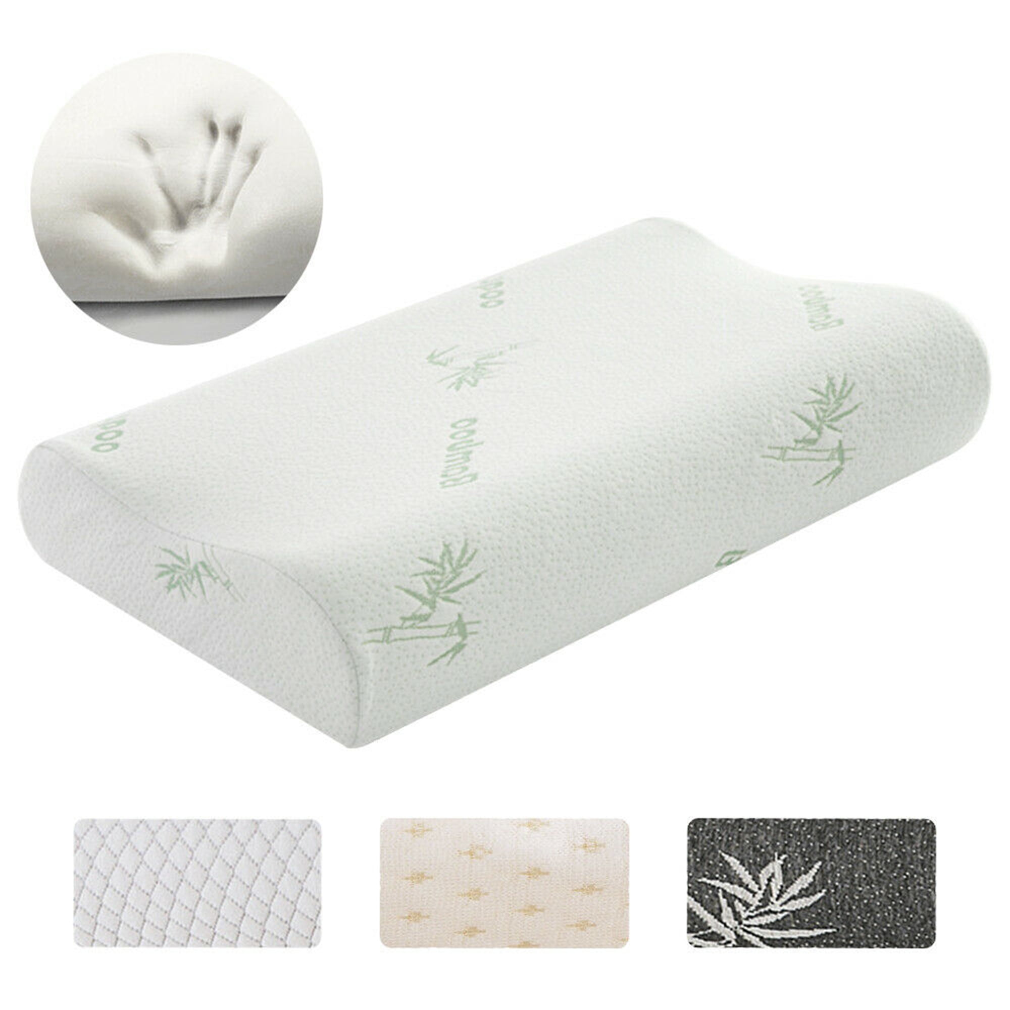 Rectangle Neck Pillows Orthopedic Bamboo Fiber Memory Foam Sleep Pillow KV 