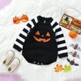 thumbnail image 6 of Bysome Halloween Onesie Baby Boy Girl Size 0-3 Months Black Long Sleeve Crew Neck Romper Stripe Pumpkin Print Casual Warm Fall Winter Halloween Onesies For Baby, 6 of 9