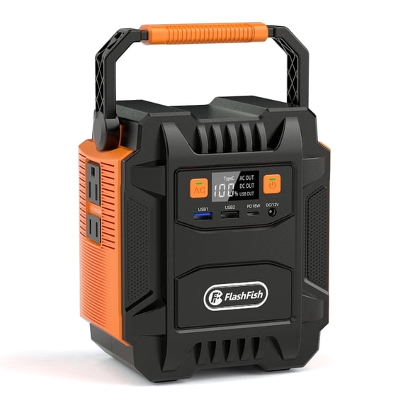 Flashfish Power Station 200W, Portable Solar Generator 172Wh/48000mAh Backup Power with LED Light for Home Blackout, Outdoor Camping