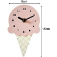 thumbnail image 2 of Mini Wall Clock Ice Cream Hanging Clock, Cartoon Household Nordic Decoration Silent Clock, Bedroom Clock Kids Room Decor, Pink, 2 of 7