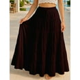 thumbnail image 2 of Moomaya Womens Solid Cotton Maxi Skirt with Pockets | Tiered 40-Inch Long Skirt | Elastic Waist Resort Wear | Summer Outfit, 2 of 7