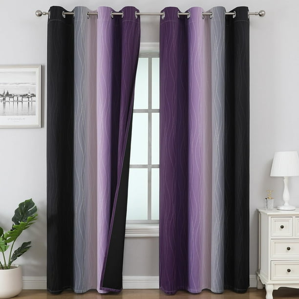 Cortinas Blackout Ombre Estelar Textiler Morado/Negro 132x213 cm 2 Paneles