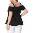 thumbnail image 3 of Agnes Orinda Women's Plus Size Blouse Shirt High Waist Sweetheart Cold Shoulder Peplum Top, 3 of 6