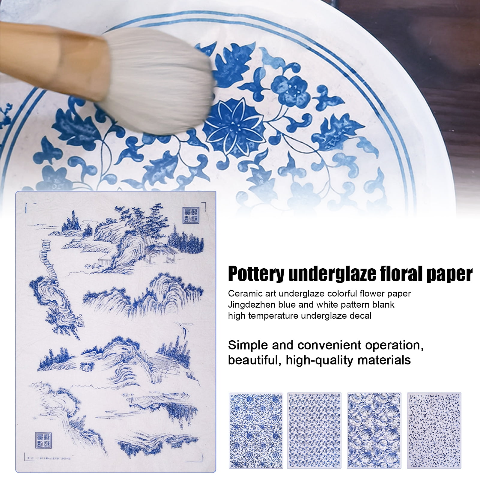 Pottery Decal Simple Operation Convenient DIY Blue And White Underglaze