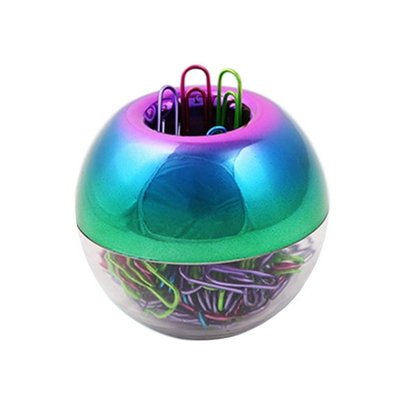 Rainbow Paper Clips Holder Medium Holographic Paper Clip Dispensers 100pcs 28mm Colorful Paperclips for Desk Organizer Accessories (Rainbow)