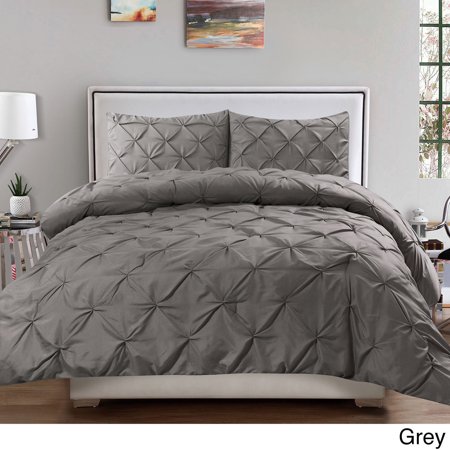 Porch & Den Luxury 3-piece Pinch Pleat Duvet Cover Set Grey King
