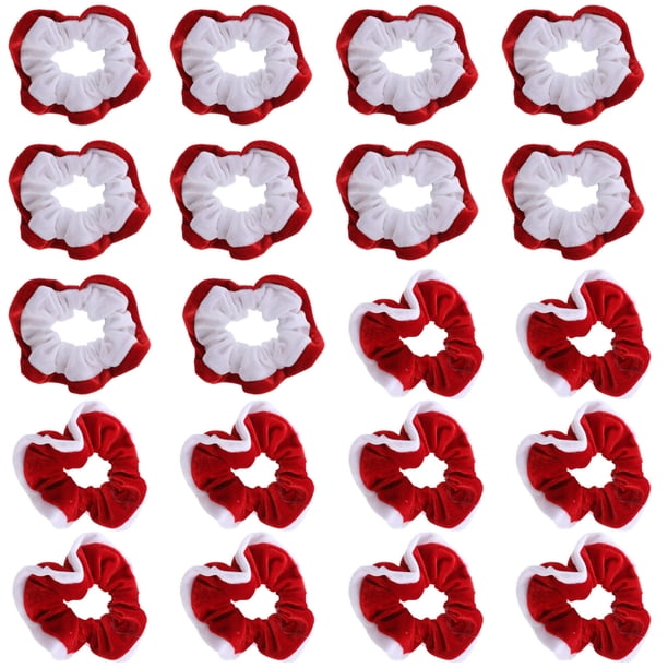 20pcs Navidad Hair Scrunchies Cuerdas de pelo elásticas Soportes de cola de caballo de franela