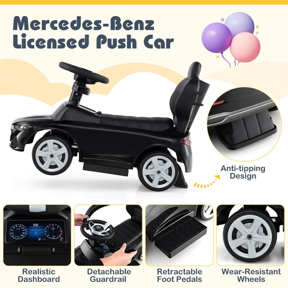 GVN Ride On Truck Car,Ride on Car,3-in-1 Ride on Push Car Mercedes-Benz Licensed Sliding Car with Canopy-Black
