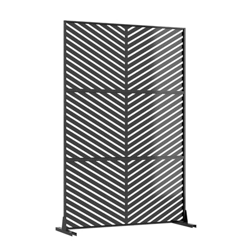 72" H x 47" W Metal Privacy Screen, Freestanding Decorative Divider, Extended Height Privacy Screen for Balconies, Patio, Deck, Garden with Stable Base.