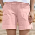 thumbnail image 2 of RPVATI 7 Inch Cotton Shorts Women Trendy High Waisted Loose Fit Wide Leg Shorts Summer Casual Walking Athletic Beach Shorts with Pockets Gym Vacation Pink 3XL, 2 of 6