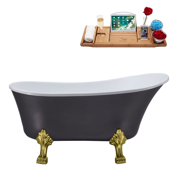 55" Streamline N359BGL-IN-BGL Clawfoot Tub and Tray With Internal Drain