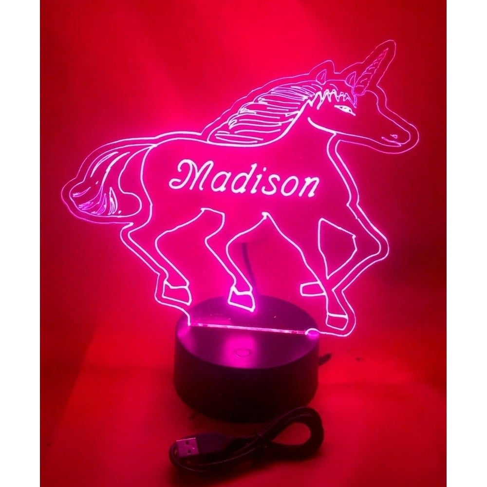Mirror Mania Unicorn Light Up Night Light Unicorn Lamp LED Remote Personalized Free Engraved