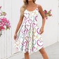 thumbnail image 4 of Valentines Dress for Women Sleeveless Love Heart Print Dresses 2026 Spring Summer A-Line Strapless Cocktail Punk Dress Hot Pink L, 4 of 4