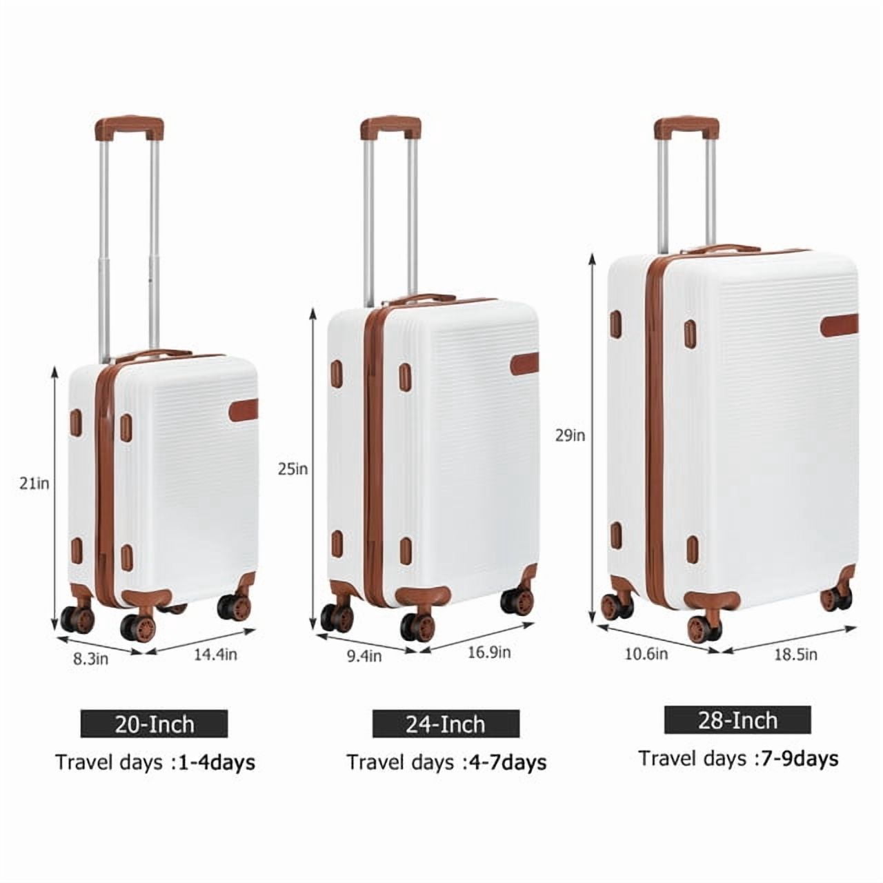 Hikolayae Coast Collection Hardside Spinner Luggage Sets in White, 3 Piece - TSA Lock
