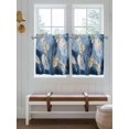 thumbnail image 7 of Half Window Curtains 24 Inches Long, Blue Gold Feather Window Treatment Curtain Drapes, Modern Oil Painting Gradient White Short Curtains Tiers for Kitchen Over Sink, 27.5"x24", 2 Panels, 7 of 7