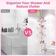 thumbnail image 4 of 32-122inch Corner Shower Caddy Tension Pole Pink, Rustproof Drill-Free Shower Shelves for Bathroom Bathtub Washbasin, Adjustable Shower Organizer with 4 Tier Patent Stable Shelves & Towel Bars, 4 of 13