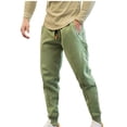 thumbnail image 2 of Pantalones deportivos largos de forro polar grueso para hombre, para correr, fitness, entrenamiento diario, cálidos, de poliéster, 2 of 8