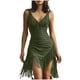 thumbnail image 1 of TaTaai Ladies Spring Summer Retro Faux Suede V-Neck Sleeveless Fringe Tassel Dress Casual Fashion Soft Comfortable Daily Dress Gift, 1 of 7