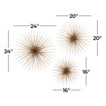 thumbnail image 5 of DecMode Contemporary Gold Metal 3D Starburst Wall Décor, Set of 3 16", 20", 24"D, 5 of 14