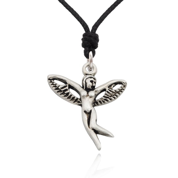 New Isis Egyptian Winged God Silver Pewter Charm Necklace Pendant Jewelry With Cotton Cord