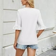 thumbnail image 5 of YHAJDS Womens T Shirts Trendy Short Sleeve Round Neck Rolled Hem Solid Color Tee Loose Casual Top, 5 of 5