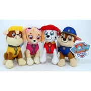 4PC Set:  8" Paw Patrol Plush Stuffed Animal Toy Set: Chase, Rubble, Marshall & Skye