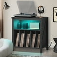 thumbnail image 3 of Large Record Player Stand with Charging Station & USB Ports, Record Storage Cabinet Holds up to 230 Albums, Turntable Stand for Living Room - Black, 3 of 8