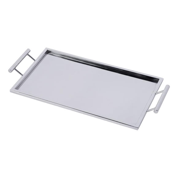 Beaumont Lane Modern Rectangle Serving Tray in Polished Silver