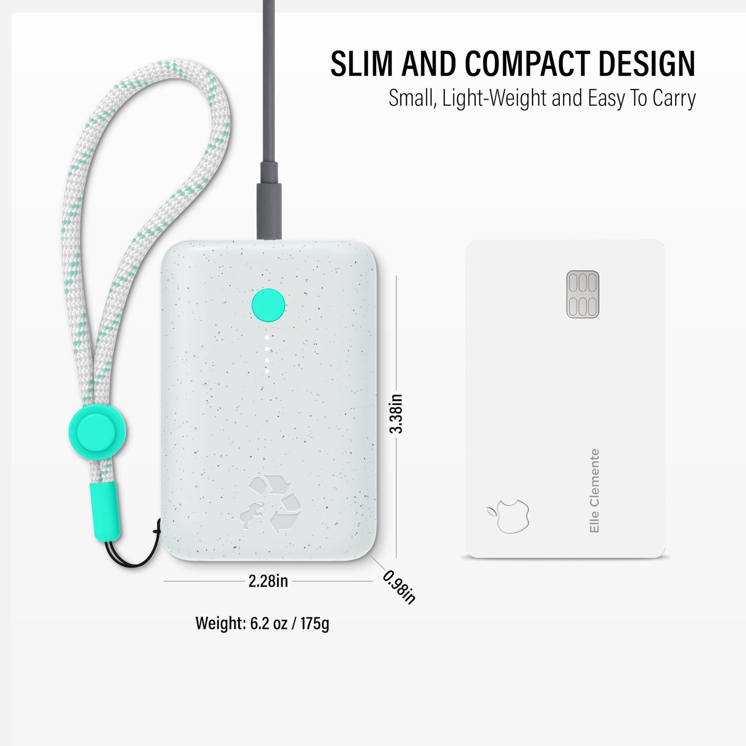 Champ Portable Charger, 10,000mAh Power Bank Fast Charging, 20W Dual USB-C Battery Pack with Cable, Travel Essential Power Bank for iPhone Laptops Galaxy Tablet Pixel iPad Macbook Kindle Airpod