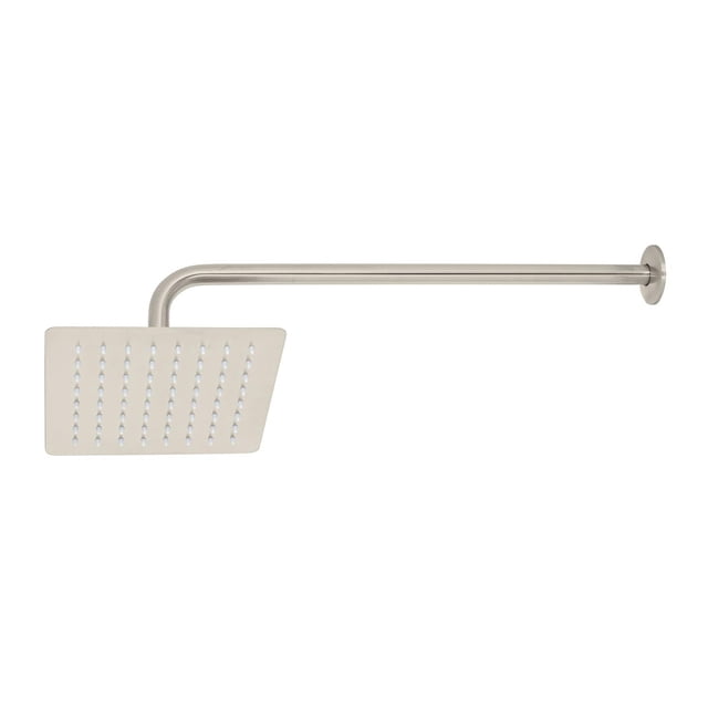 Regadera cuadrada 8", acero inox, con brazo, satín, Túbig Foset R-415N