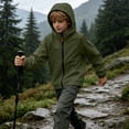 thumbnail image 6 of ZACPNCV Boys Rain Jacket Waterproof Windbreaker Jacket Solid Hooded Outdoor Coat with Pockets 4-15Y,A-Olive Green, 6 of 9