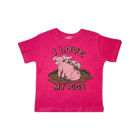 

Inktastic I Love My Pigs with Cute Pig Family Gift Toddler Boy or Toddler Girl T-Shirt