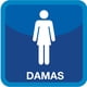thumbnail image 1 of Señalamiento: "Baños, sanitarios, WC para damas", azul y blanco. Impreso sobre plástico estireno calibre 40, medidas: 20 x 20 cm, para interiores. Letrero, Señal informativa cuadrada., 1 of 4