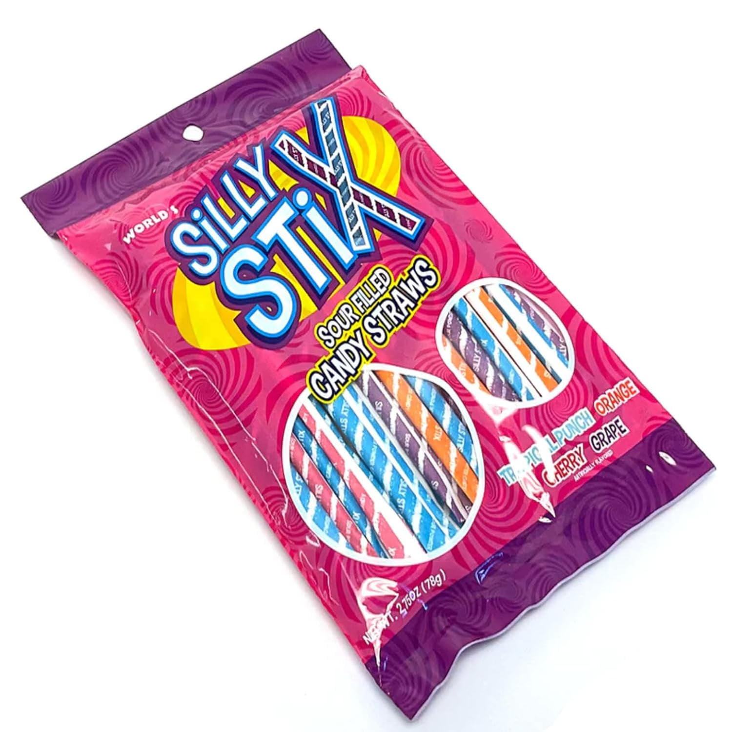Silly Stix Sour-Filled Candy Straws (6 Pack) - 2.75 oz Bags – Assorted Fruit Flavors