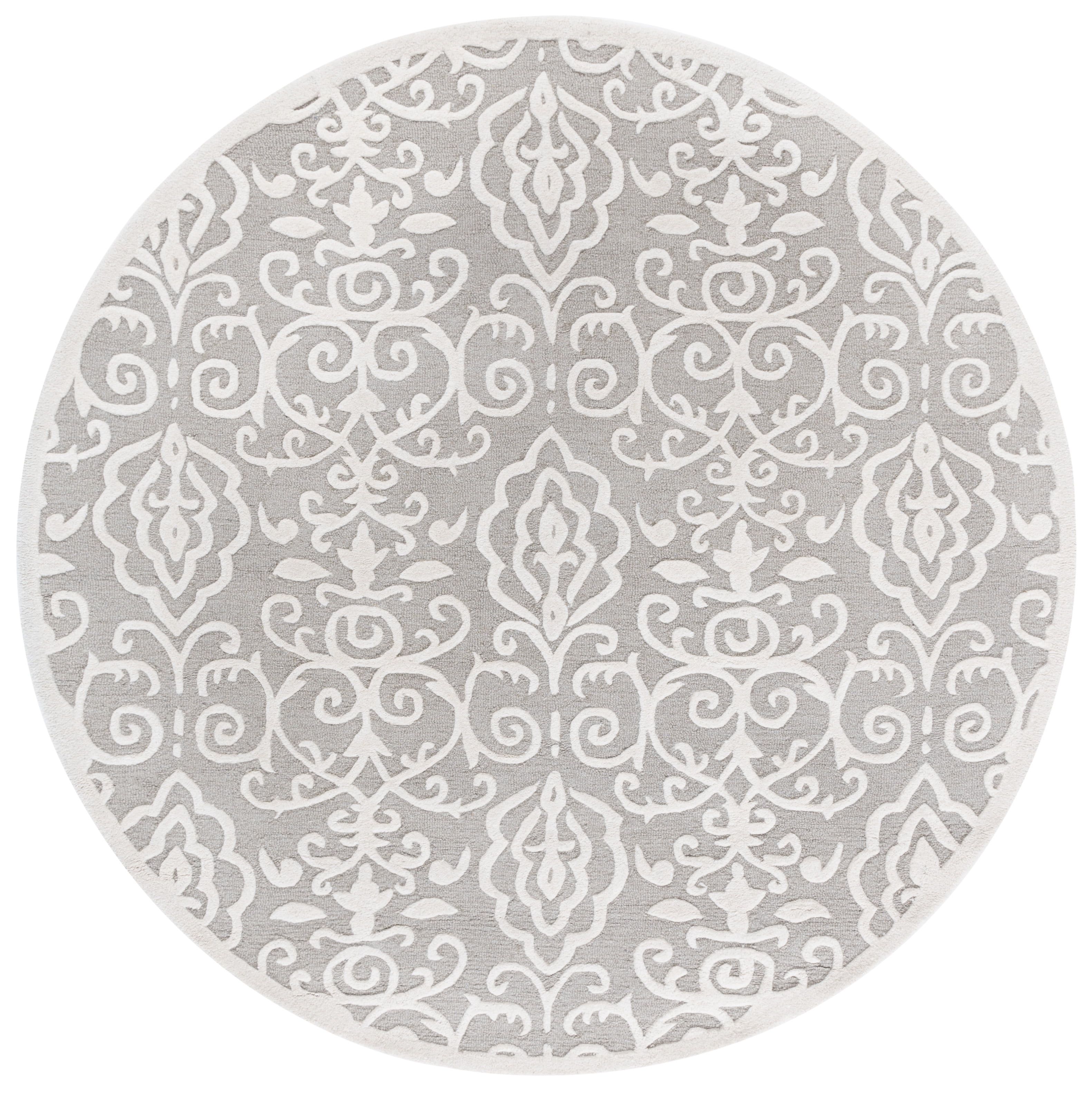 Safavieh Martha Stewart Marais Geometric Damask Area Rug, Whetstone Gray, 7' x 7' Round