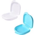 thumbnail image 1 of JM 2 aparatos ortopédicos invisibles (azul claro + blanco), contenedor de retención, caja para dentadura parcial, portátil y lindo, fácil de limpiar JM JM, 1 of 5