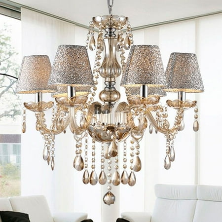 Renaissance 6 Light Oval Chandelier - Modern Crystal Ceiling Lighting Chandelier 6 Light Lamp Pendant Fixture Clear